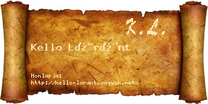 Kello Lóránt névjegykártya
